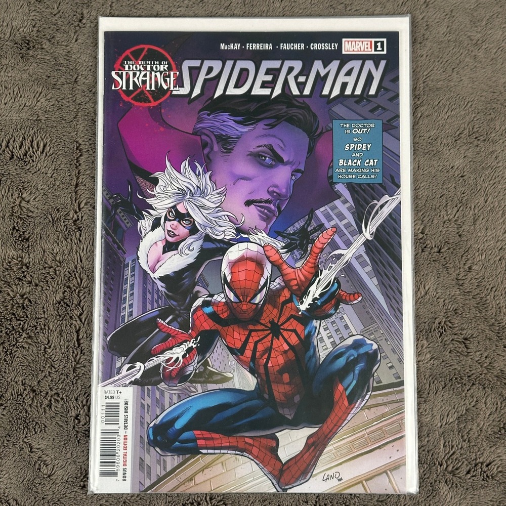 Death of Doctor Strange Spider-Man 1 Marvel Comics 2021 Black Cat Greg Land